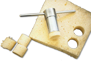 Figure 1:Cutting samples with coring tool Cutting samples with coring tool